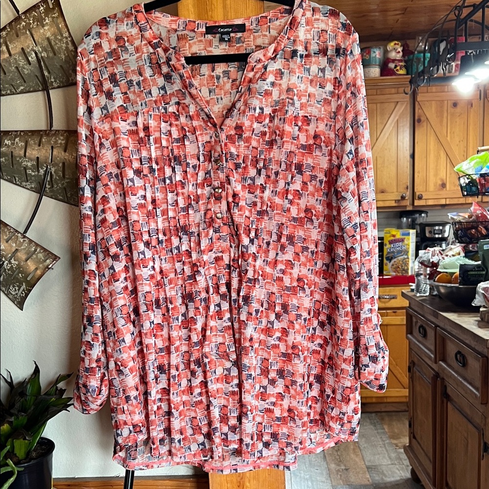 Cocomo Red and White Patterned Blouse